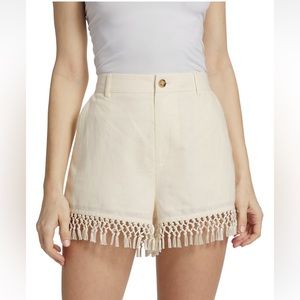 CAMI NYC Semaj Fringe-Trim Linen Shorts